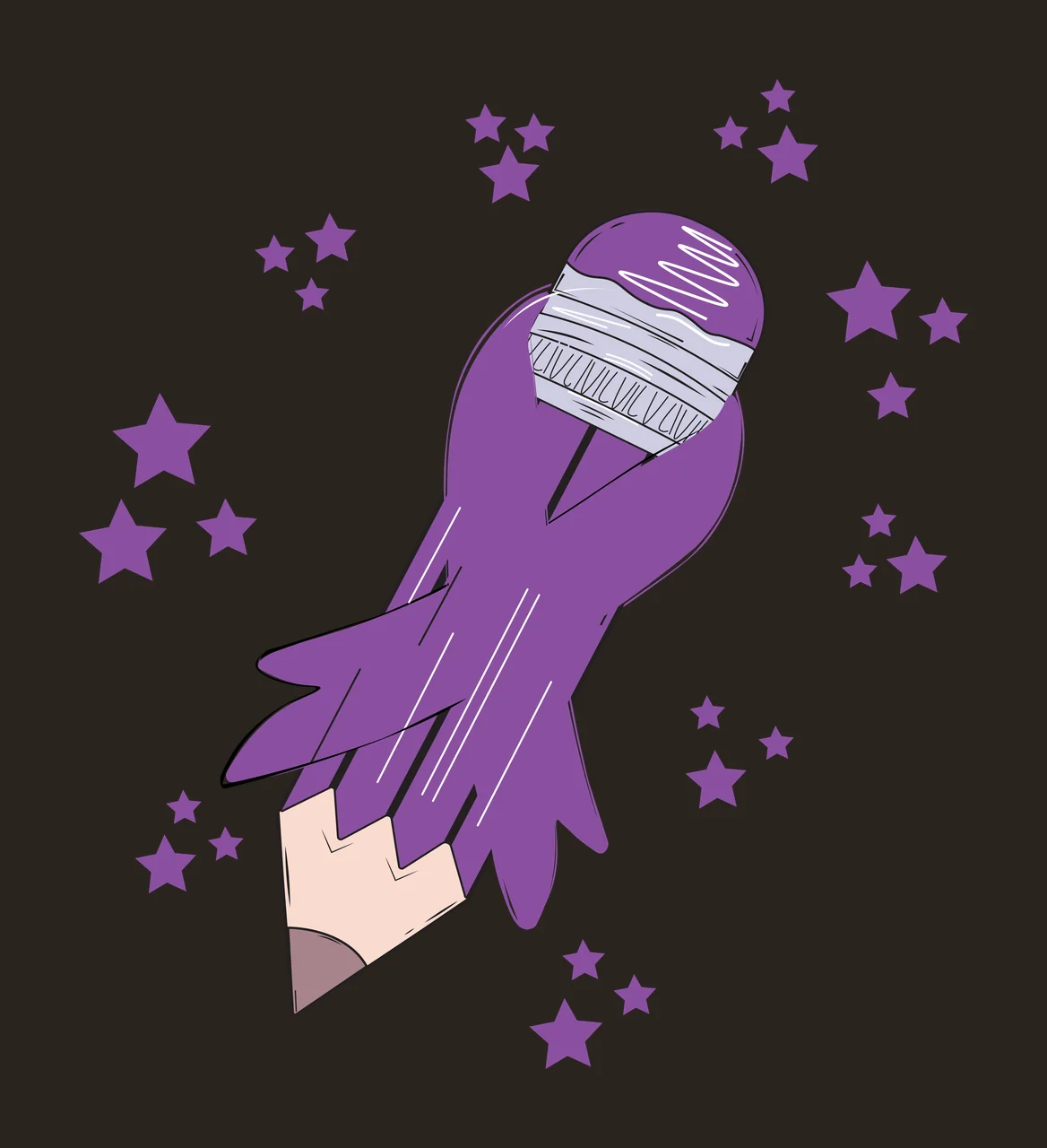 Rocket Silhouette Surrounded By Stars flying black and white contrast preview thumbnail