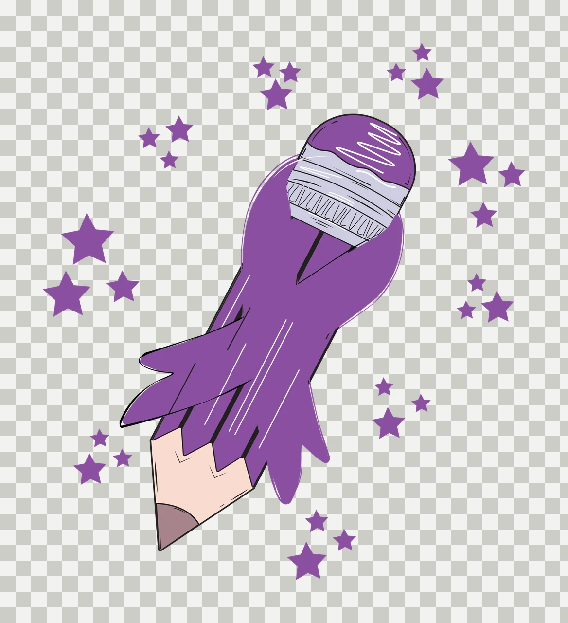 Rocket Silhouette Surrounded By Stars flying black and white transparency and detail preview thumbnail