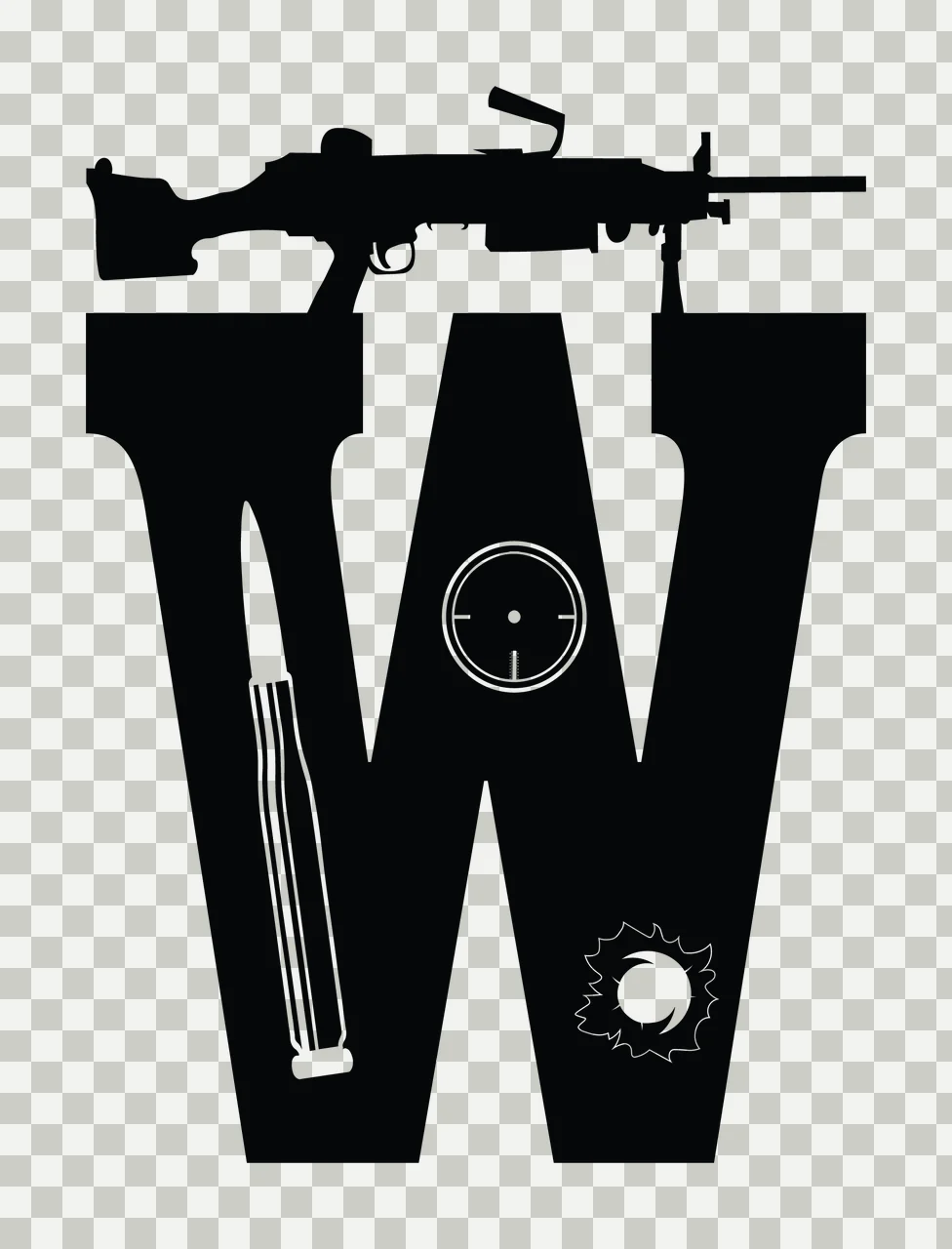Gun Alphabet Character 14 scalable logo design icon transparency and detail preview thumbnail