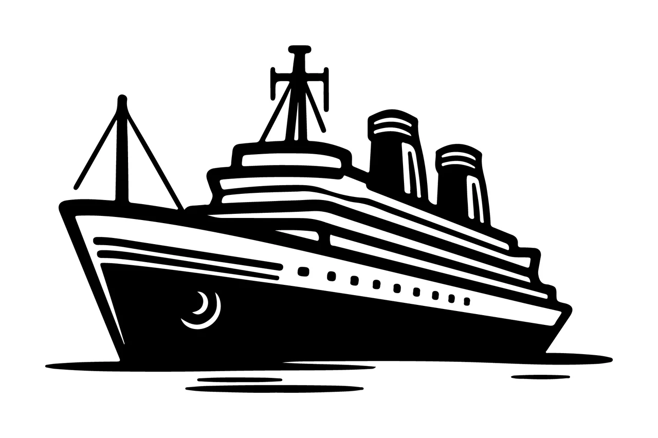 Ship Passenger Cruise Silhouette Icon sailing funnels waves