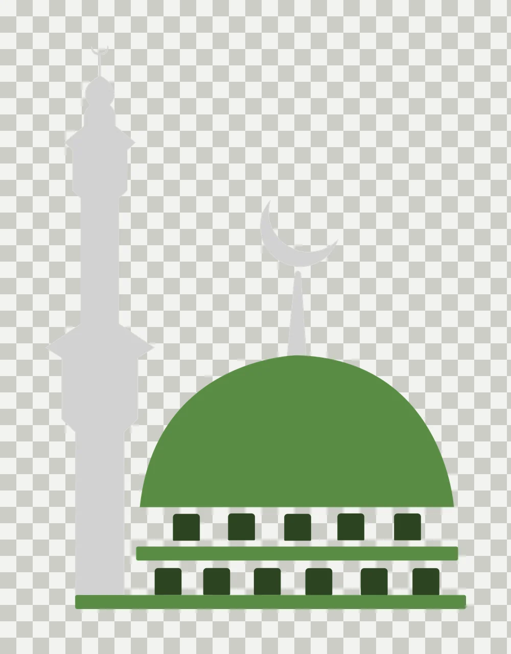 Black Silhouette Mosque With Minaret dome crescent flat graphic transparency and detail preview thumbnail