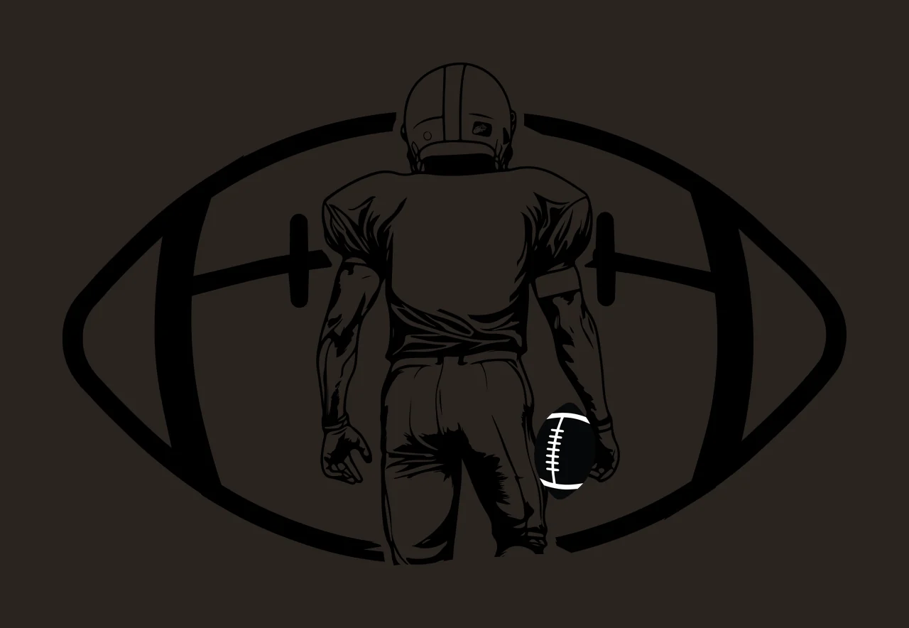 Football Player Ball American With Silhouette holding helmet contrast preview thumbnail