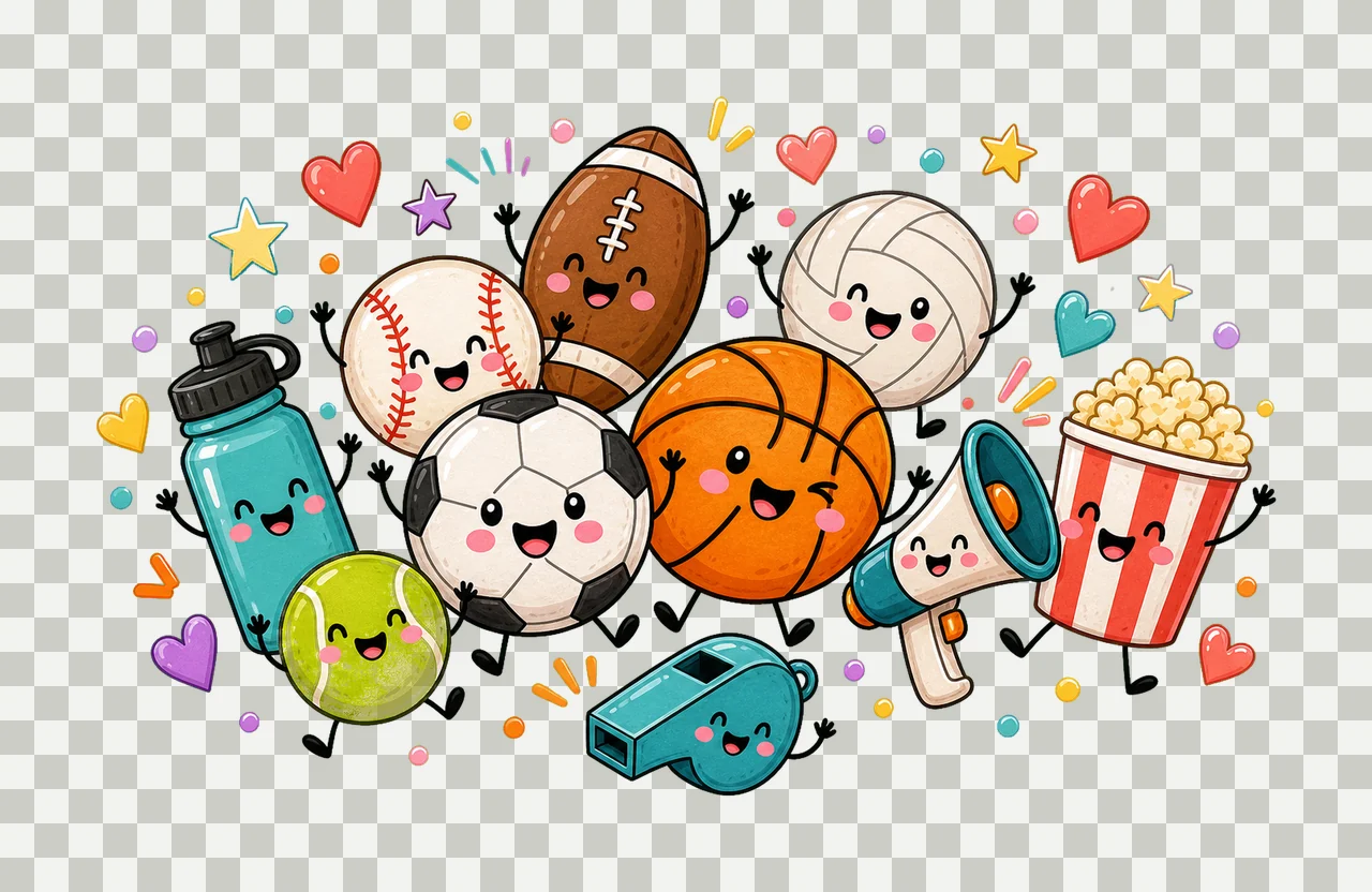 Cute Sports Balls Soccer Game Day Doodle Variation E transparency and detail preview thumbnail
