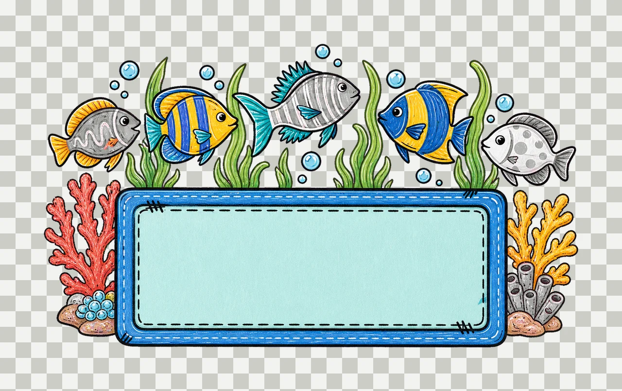 Colorful fish underwater with Name Patch girly Variation E transparency and detail preview thumbnail