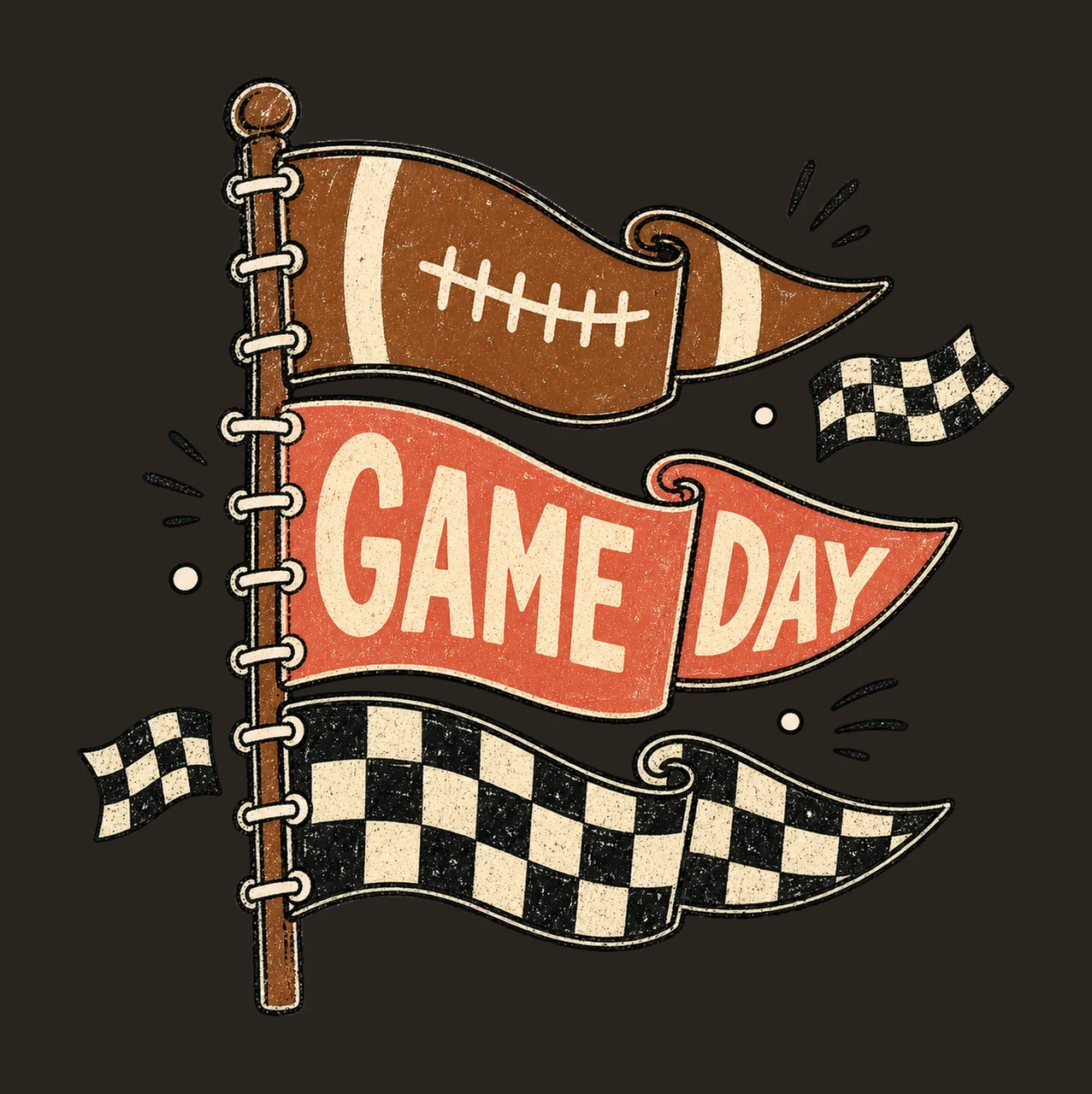 Retro Football Season Touchdown Design Varsity Variation B contrast preview thumbnail