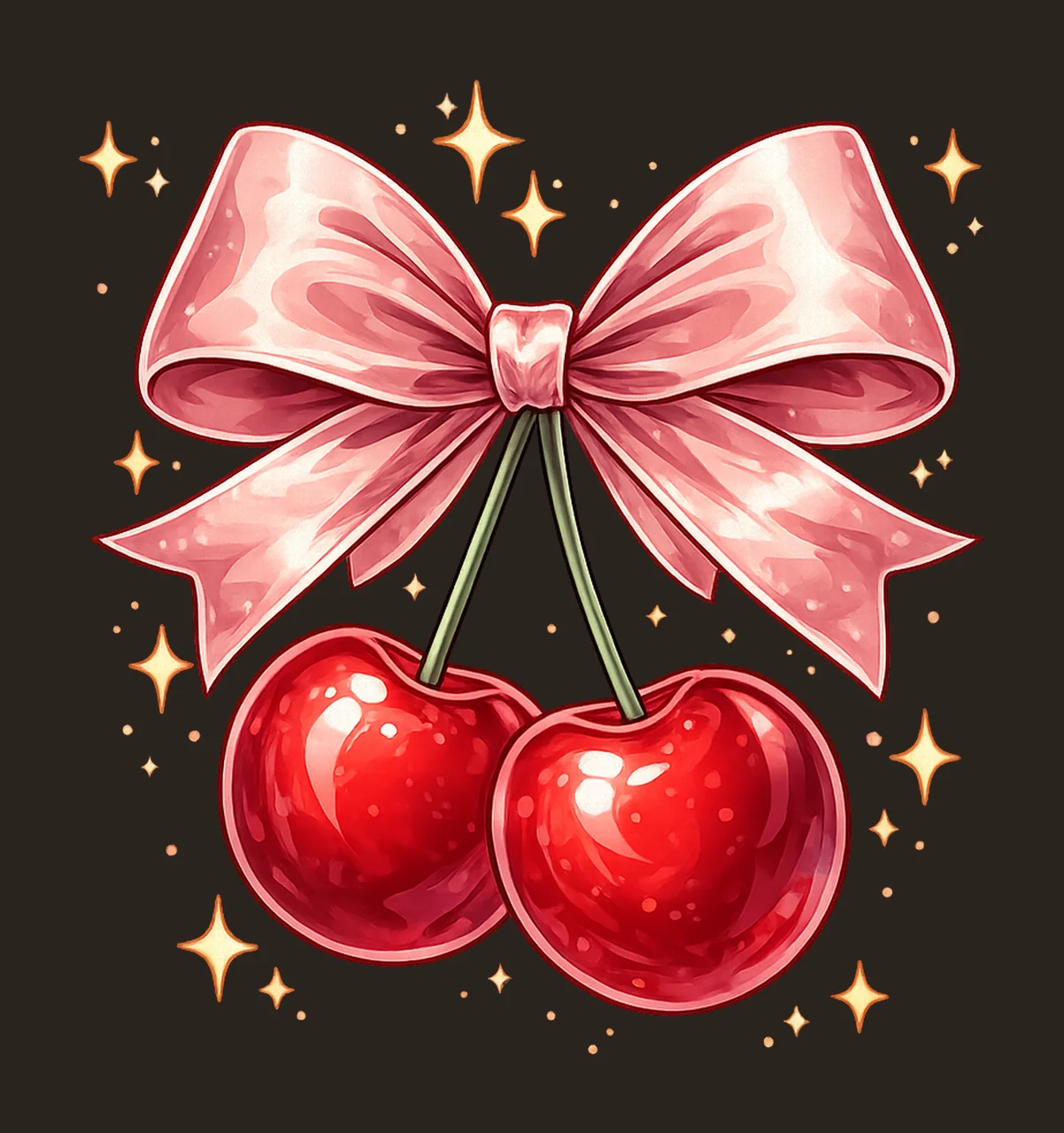Cherry Bow Aesthetic Retro Cherries Design Fruit Art Vintage contrast preview thumbnail