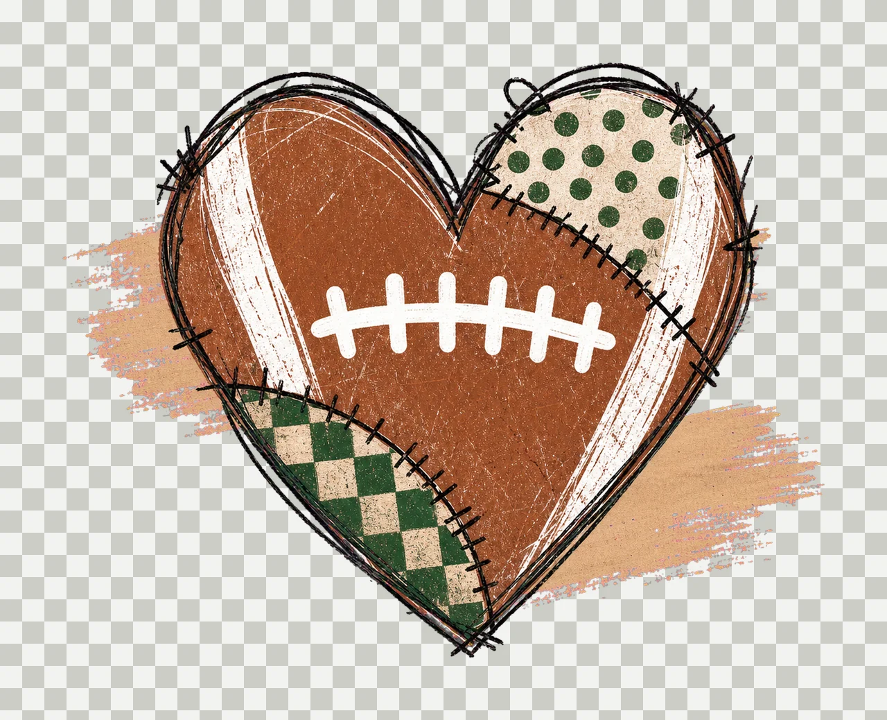 Custom Football Friday Nights Football Heart Variation C transparency and detail preview thumbnail