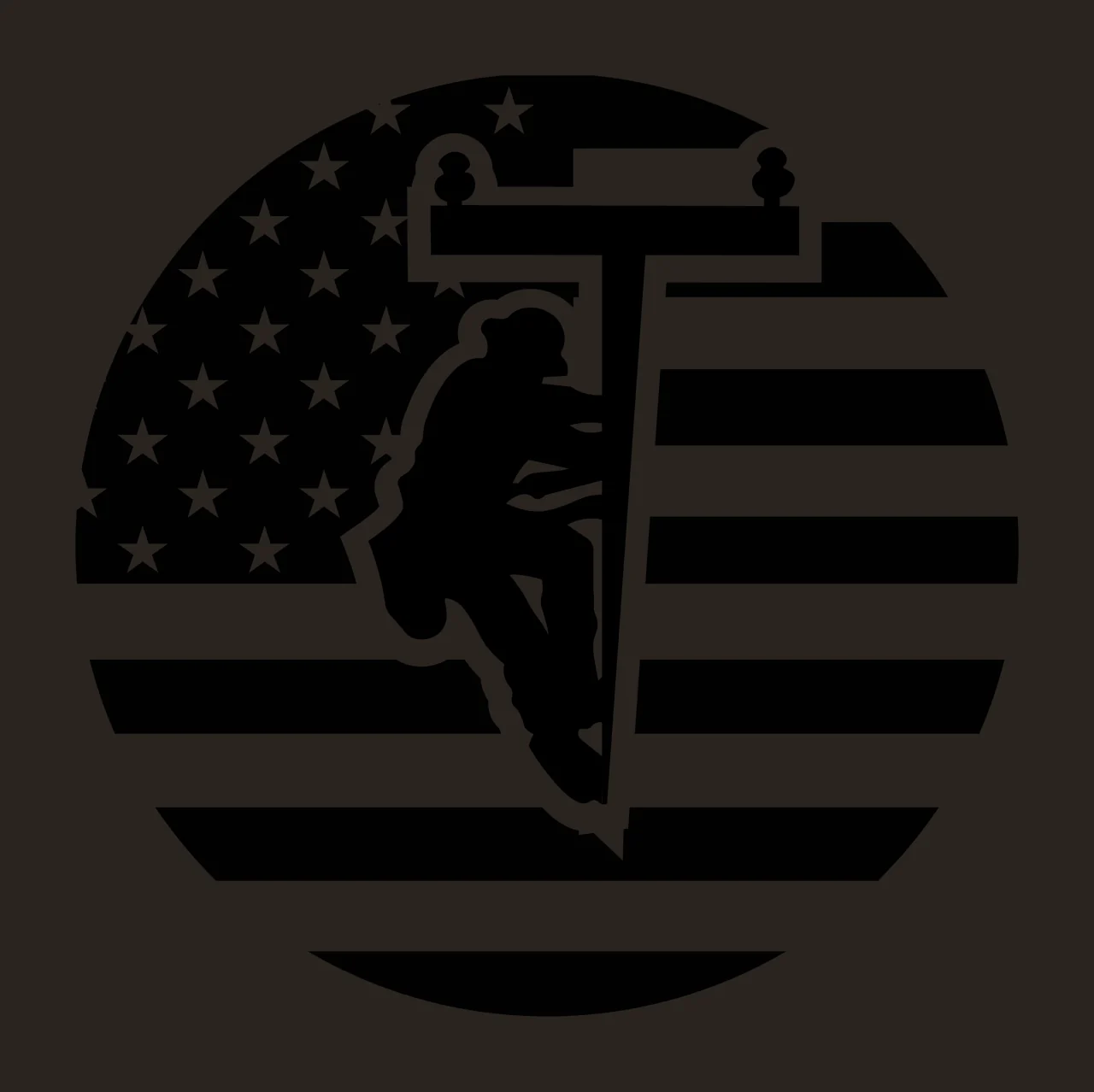 American Flag Circle With Worker Silhouette climbing pole stars contrast preview thumbnail