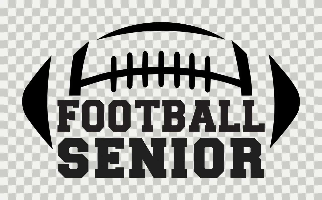 FOOTBALL SENIOR Typography Design with football silhouette, black laces and black text in white transparency and detail preview thumbnail
