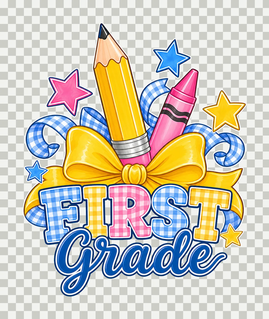 Coquette Back To School Pencil Bow Grade Variation E transparency and detail preview thumbnail