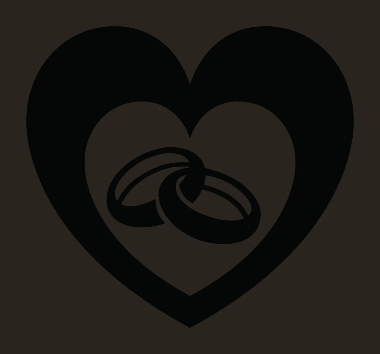 Wedding Rings Solid Black Heart Shape Containing Two Enclosing contrast preview thumbnail