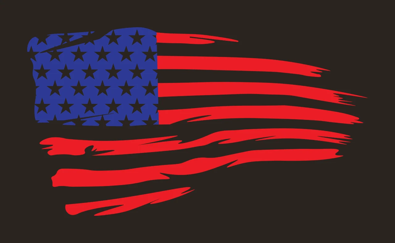 Flag Distressed Black Ink Brush Stroke United States waving contrast preview thumbnail