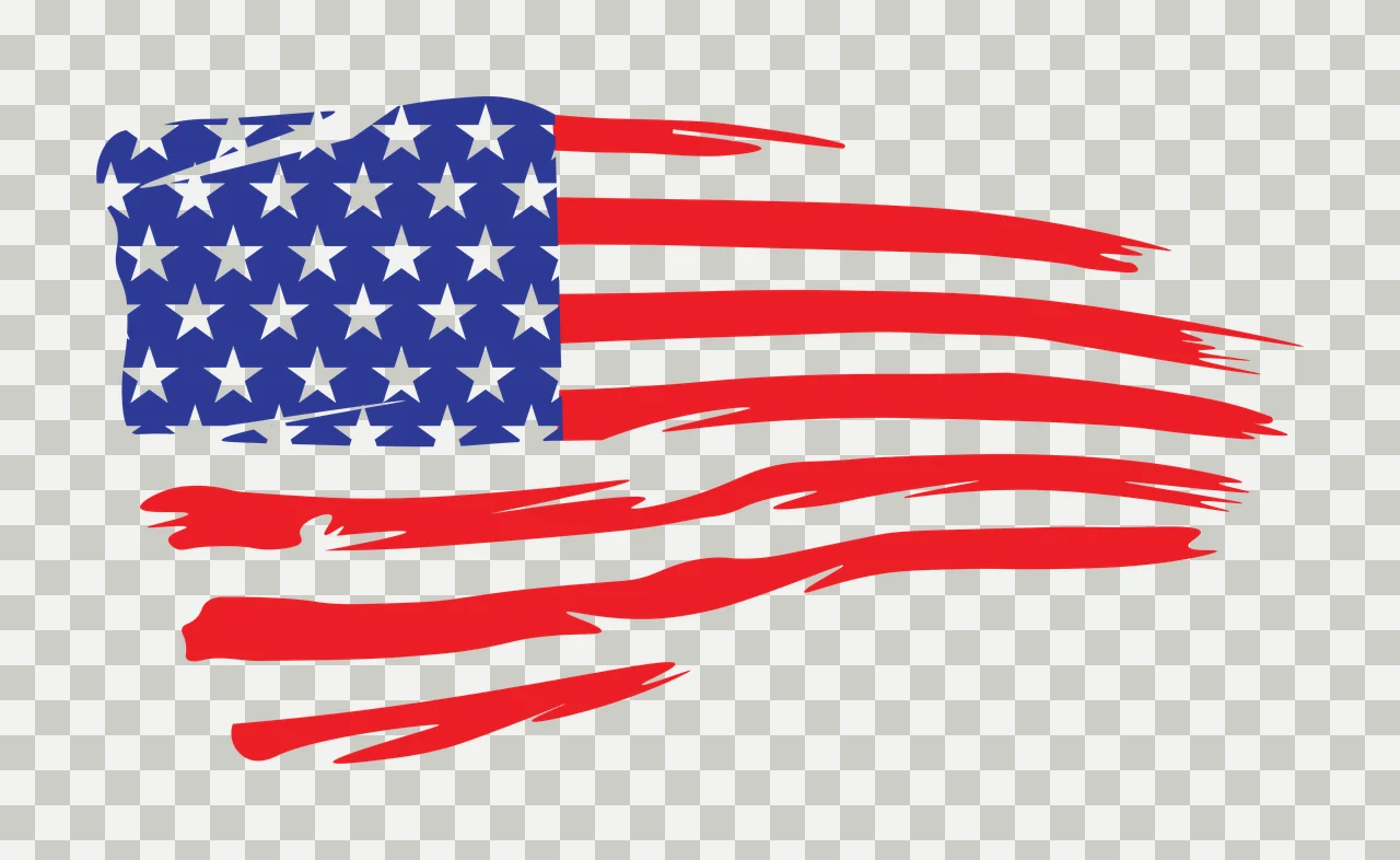 Flag Distressed Black Ink Brush Stroke United States waving transparency and detail preview thumbnail