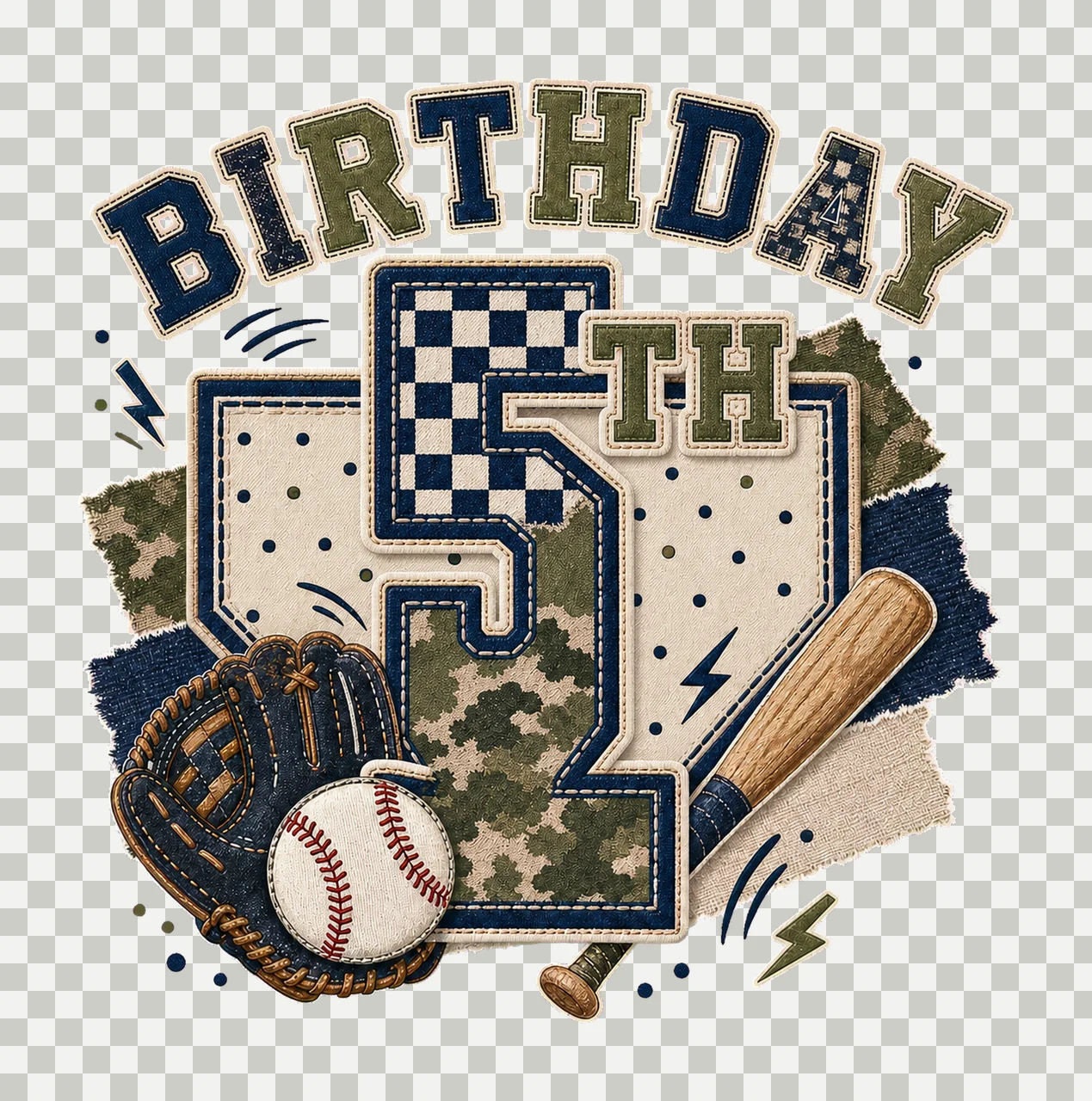 Star Camo Baseball Birthday sublimation instant Variation B transparency and detail preview thumbnail