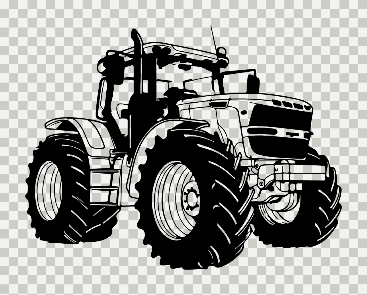 Tractor With Vertical Exhaust Pipe Silhouette farm stationary transparency and detail preview thumbnail