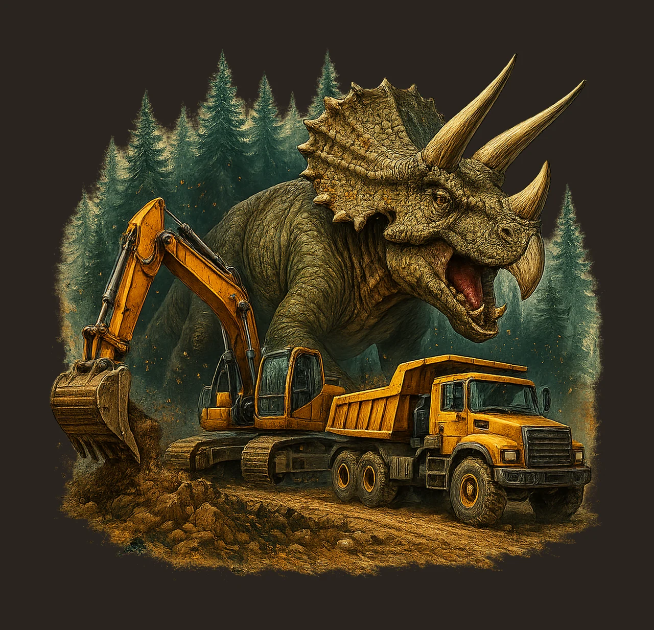 Rex Dinosaur Construction Excavator Truck Design Kids contrast preview thumbnail