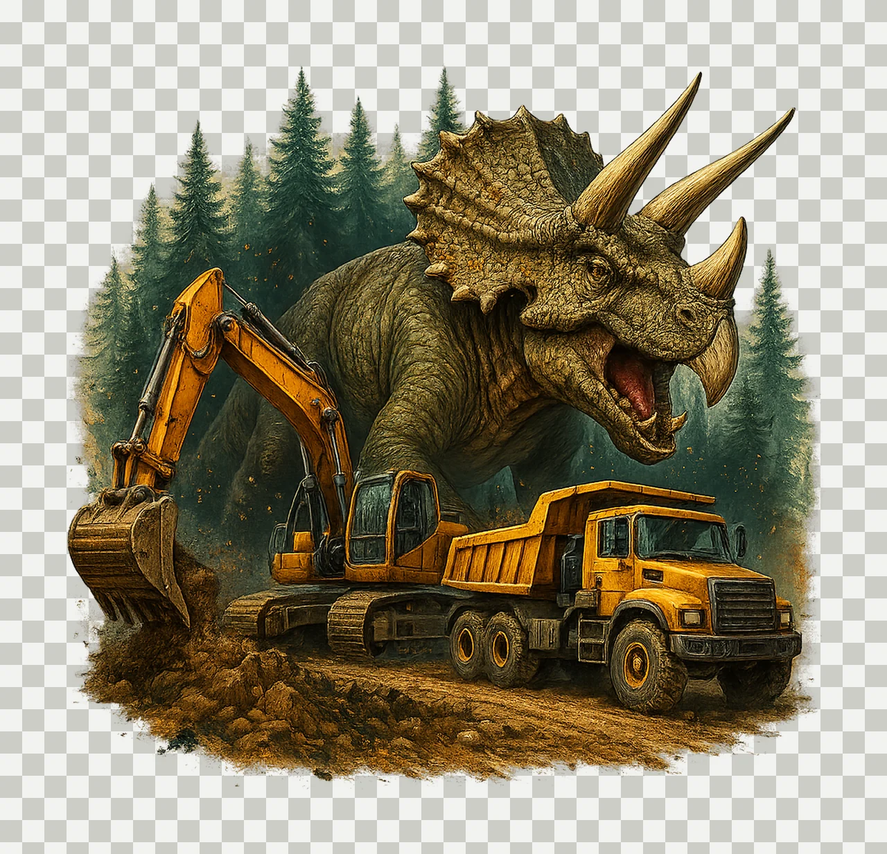 Rex Dinosaur Construction Excavator Truck Design Kids transparency and detail preview thumbnail