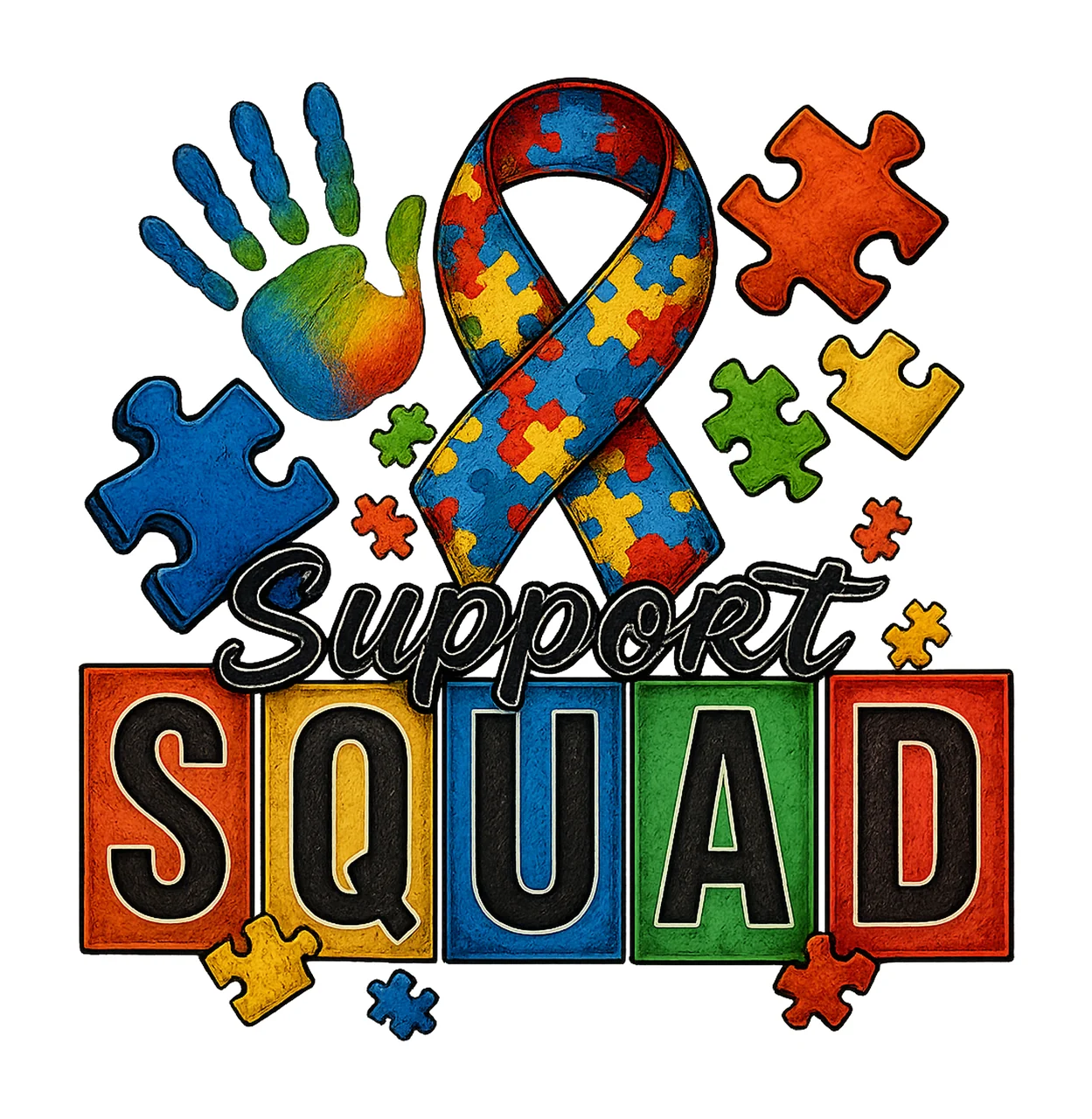Support Squad Autism Sublimation Design Autism Awareness