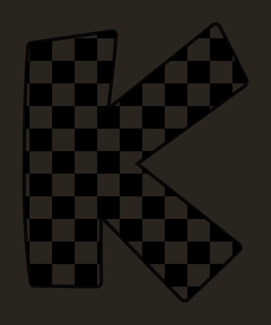 Can Glass Wrap K Letter With Checkerboard Pattern contrast preview thumbnail