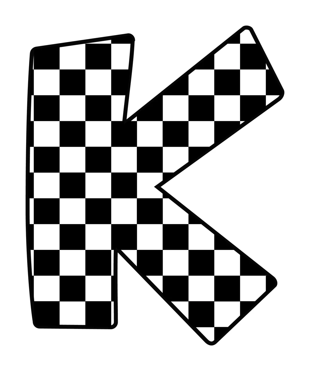 Can Glass Wrap K Letter With Checkerboard Pattern