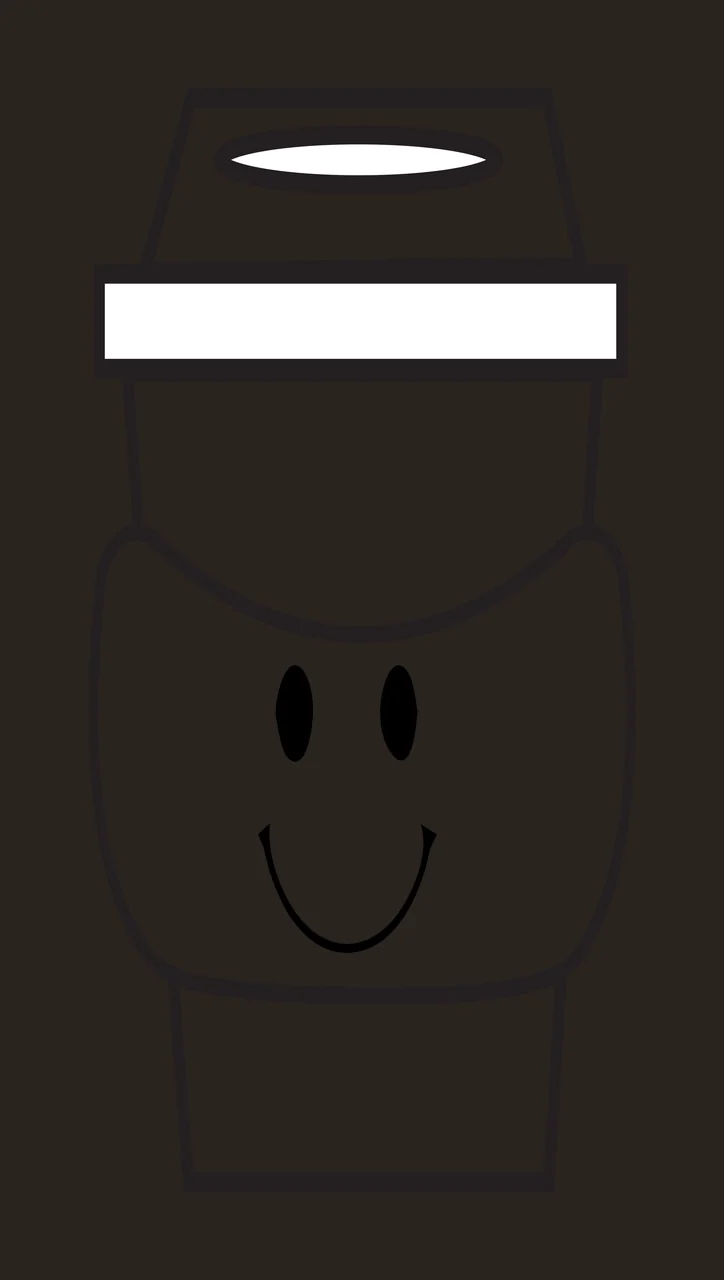 Cartoon Illustration of Smiling coffee cup with lid, handle, smile face and two eyes in black and white contrast preview thumbnail