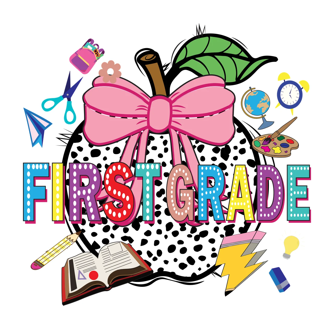 Apple Grade First Grade And School Items listing scissors book