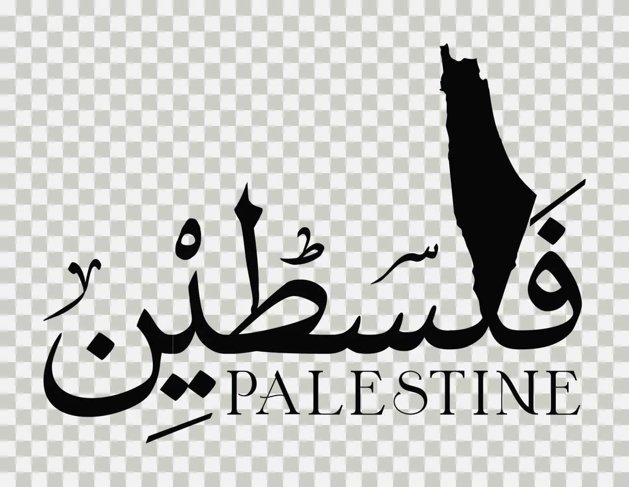 Palestine Text With Map Silhouette placed black white geography transparency and detail preview thumbnail