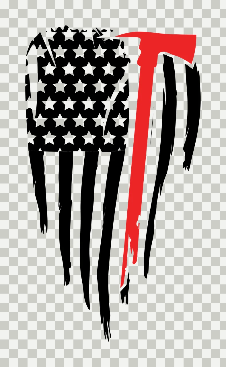 Flag American With Axe Shape stars stripes black white star transparency and detail preview thumbnail