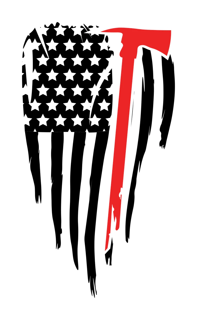 Flag American With Axe Shape stars stripes black white star