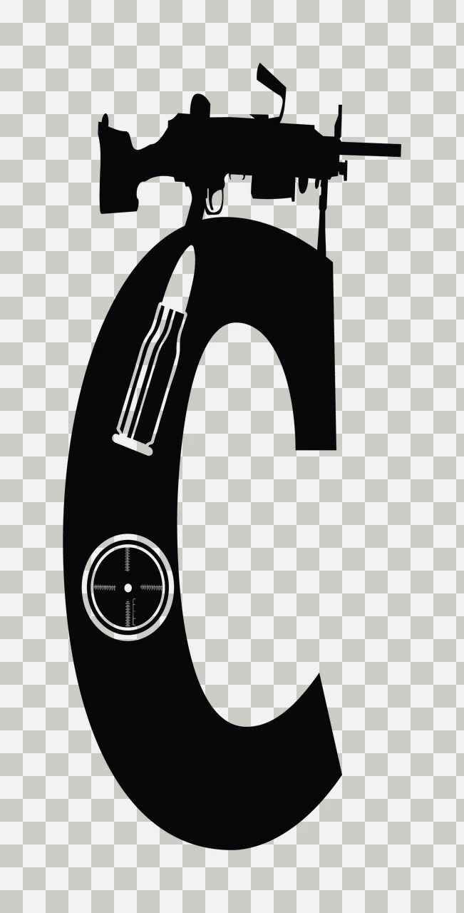 Gun Alphabet Character 10 scalable logo design icon transparency and detail preview thumbnail
