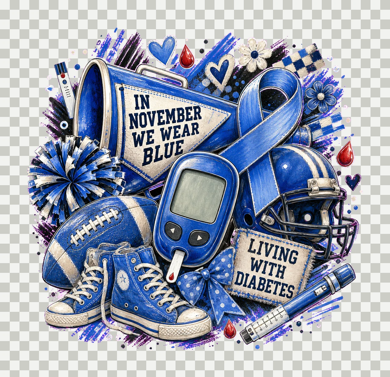 Football Diabetes Awareness Pep Collage bundle 02 transparency and detail preview thumbnail
