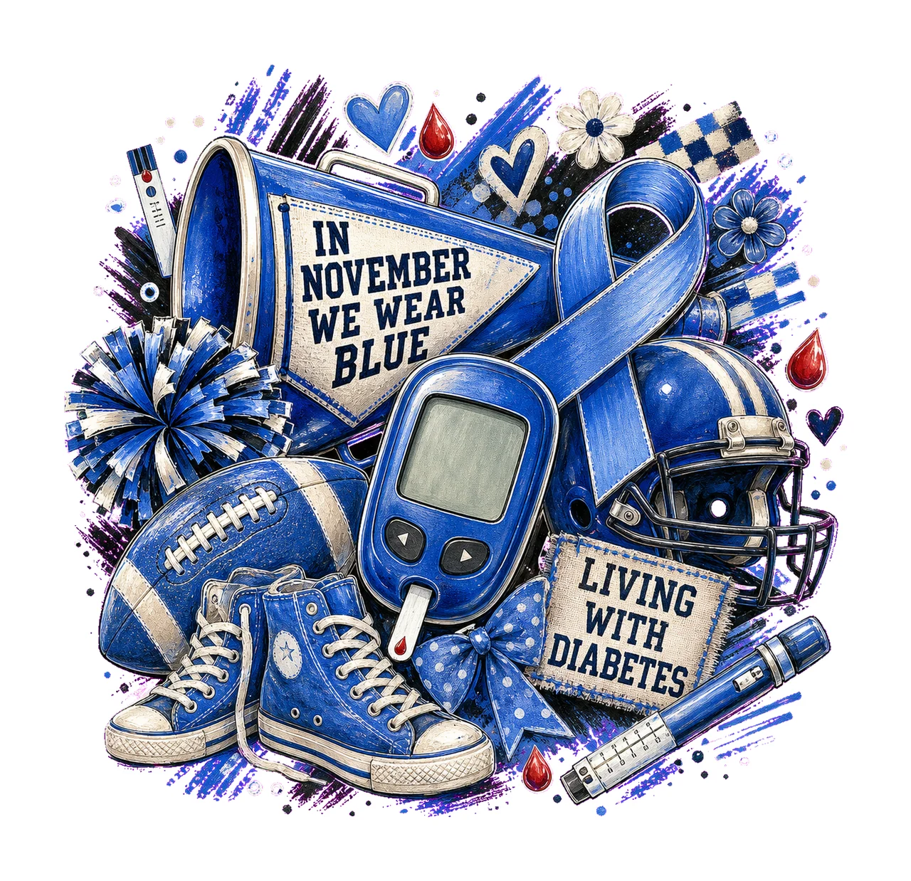 Football Diabetes Awareness Pep Collage bundle 02