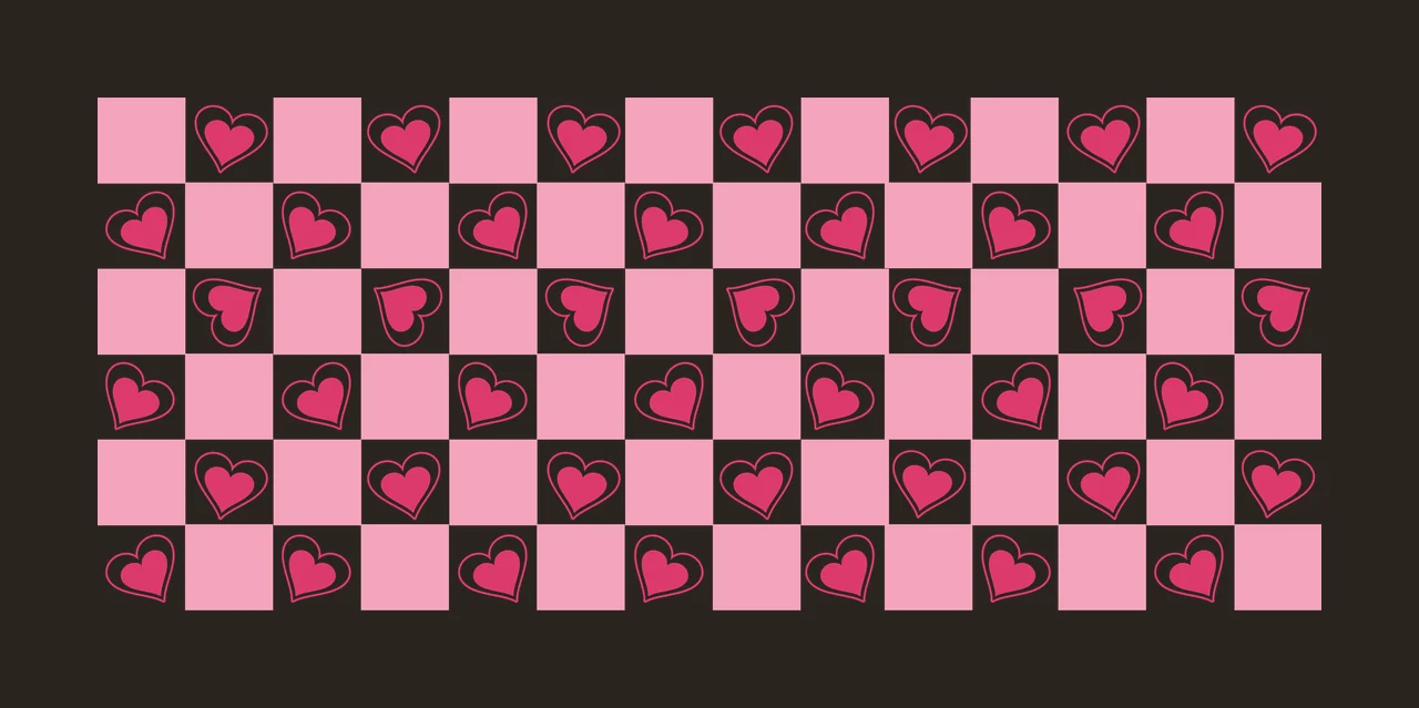 Can Glass Wrap Black And White Checkered Heart hearts repeating contrast preview thumbnail