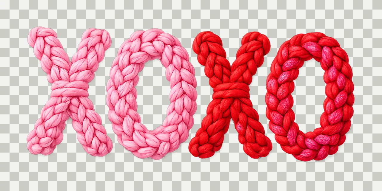 XOXO knit yarn design trendy Valentine sublimation cute transparency and detail preview thumbnail