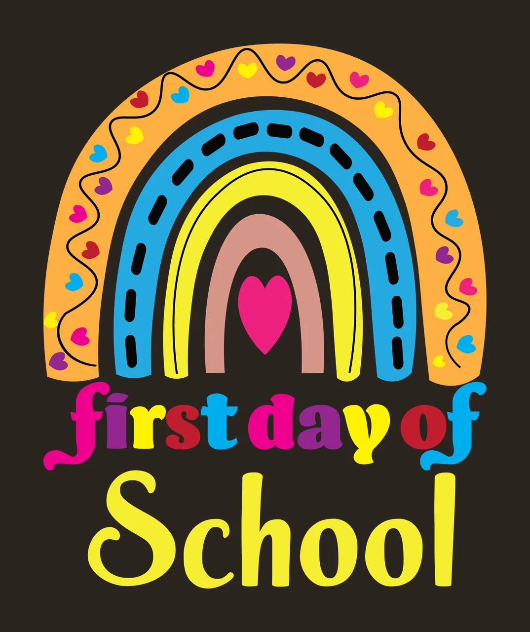 Rainbow First Day Of School Silhouette announcing minimalist contrast preview thumbnail