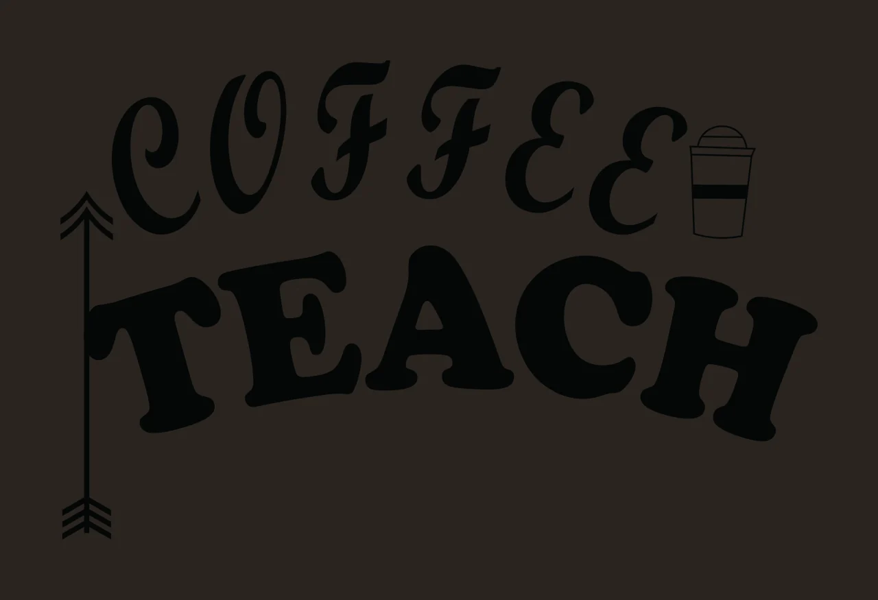 Coffee Teach Arrow And Cup arched typography black white contrast preview thumbnail