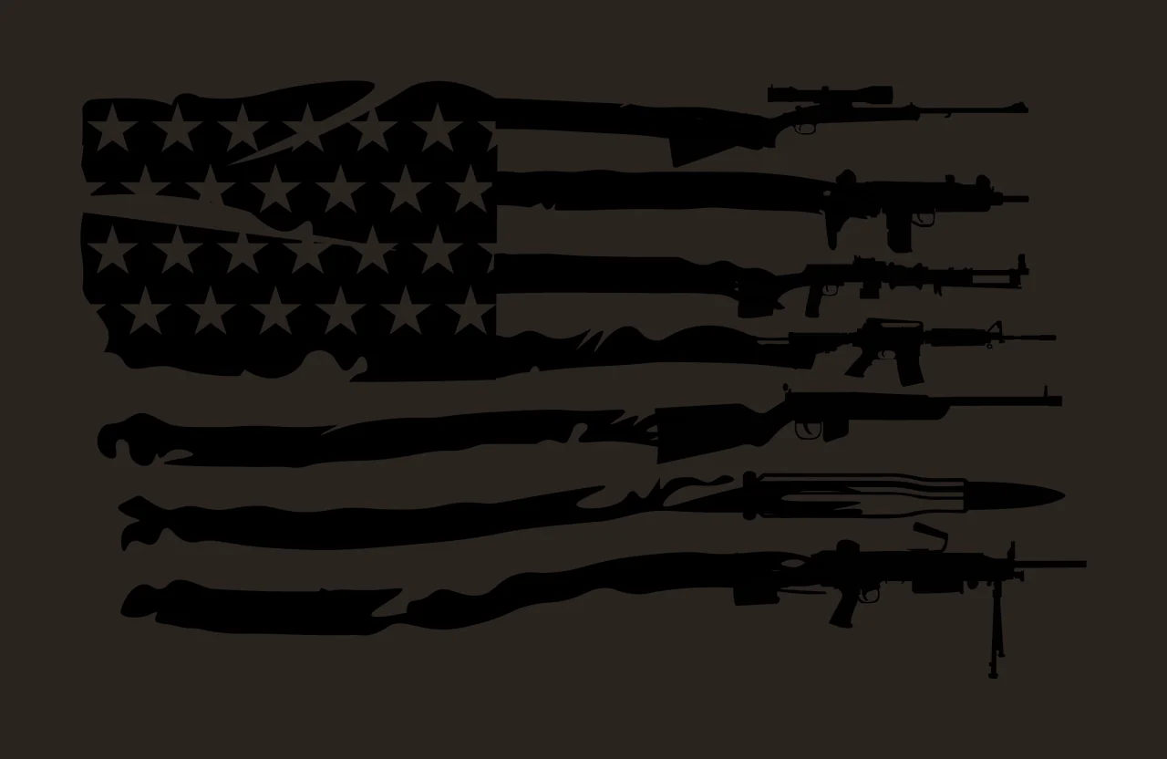 Flag Firearms Arranged As American Stripes pattern stars rifles contrast preview thumbnail
