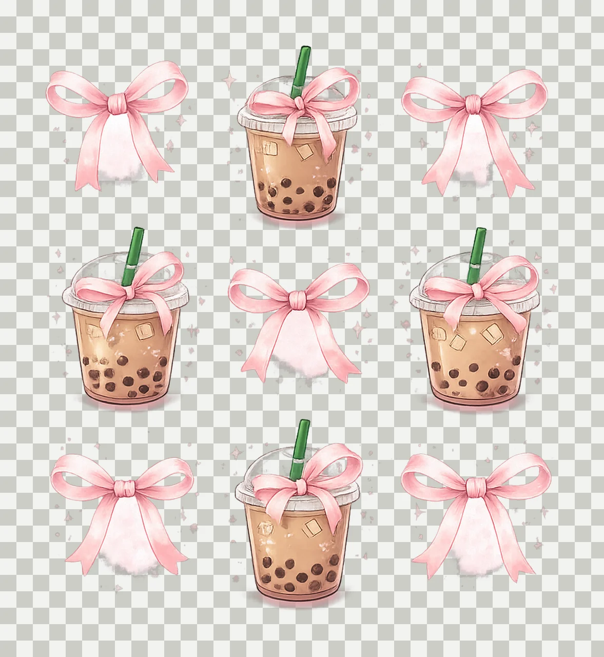 Coquette Bow Iced Coffee Sublimation Design Cute Bow Artwork transparency and detail preview thumbnail