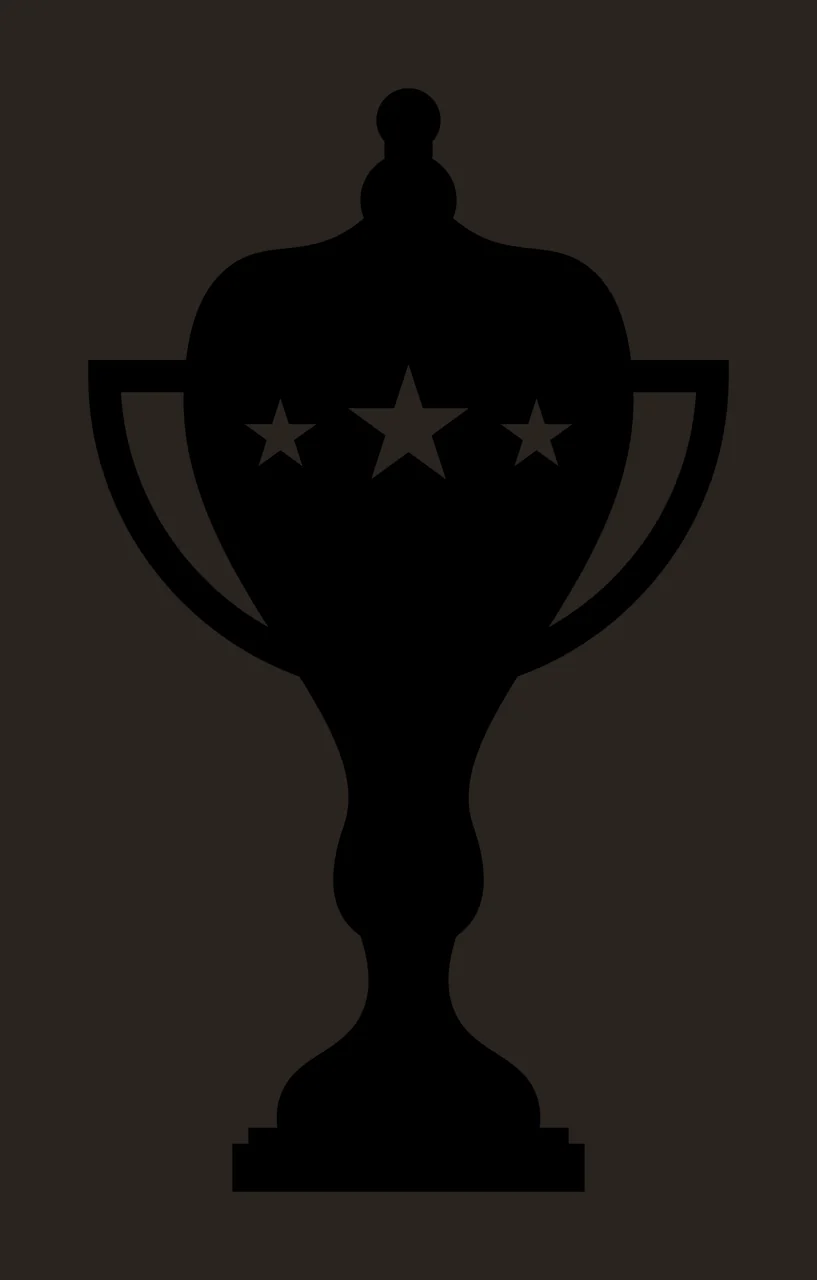 Black Silhouette Trophy Icon With Three Small Stars cup handles contrast preview thumbnail