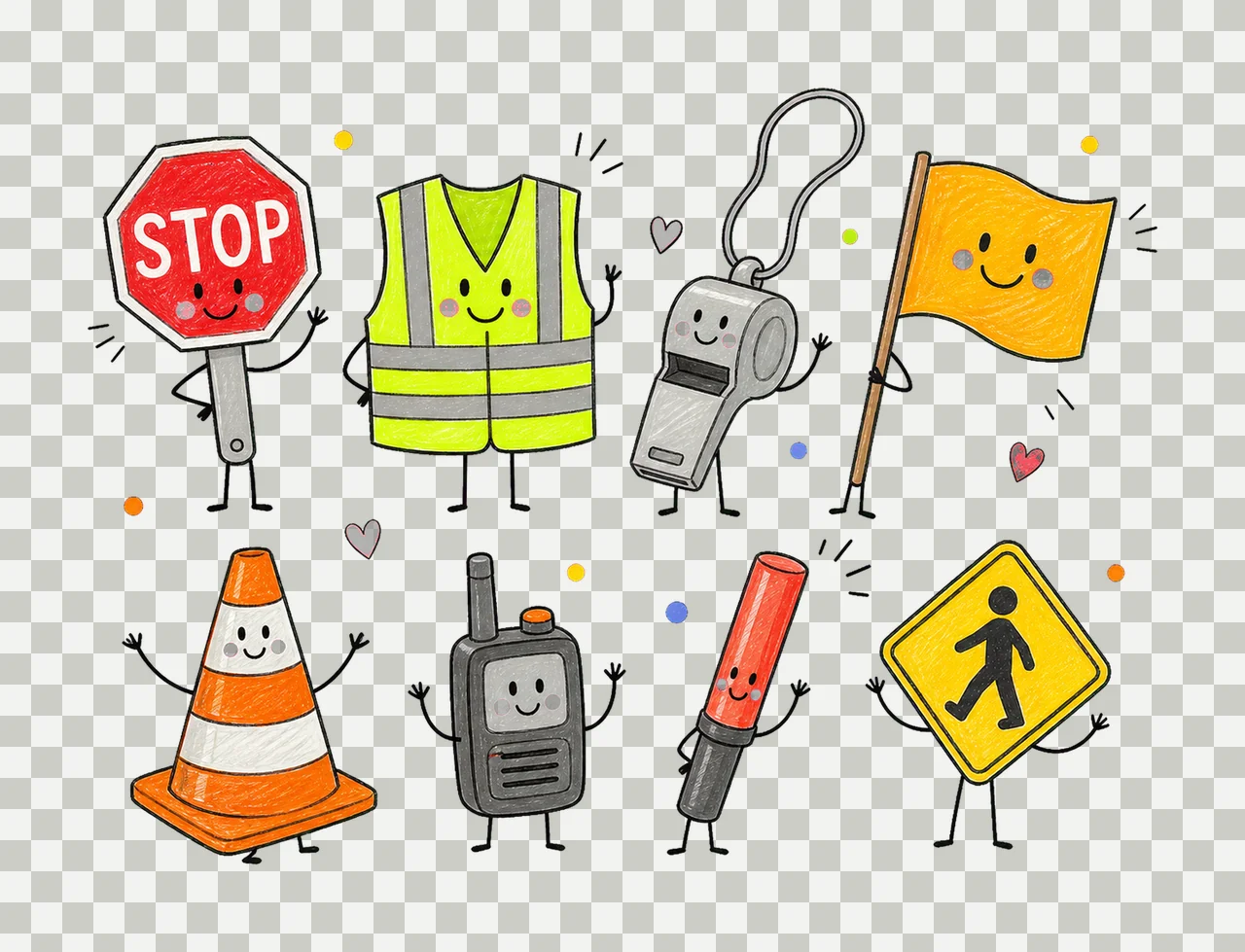 Crossing Guard School Employee Doodles Cute Variation C transparency and detail preview thumbnail