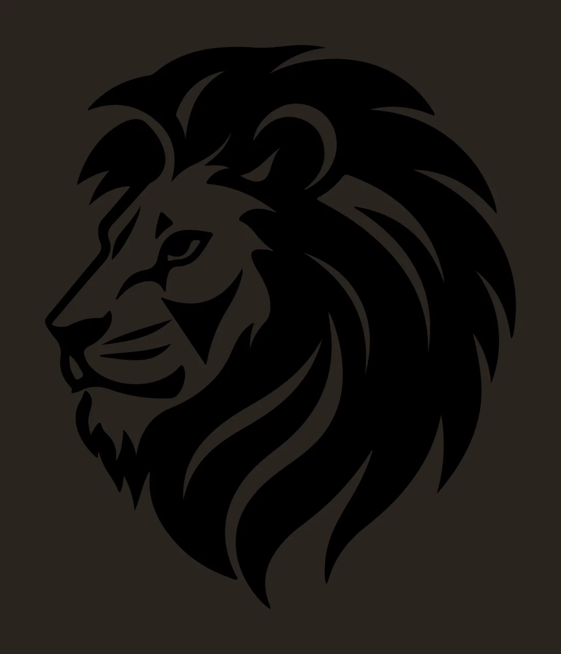 Lion Head Silhouette Facing Left Looking mane minimalist black contrast preview thumbnail