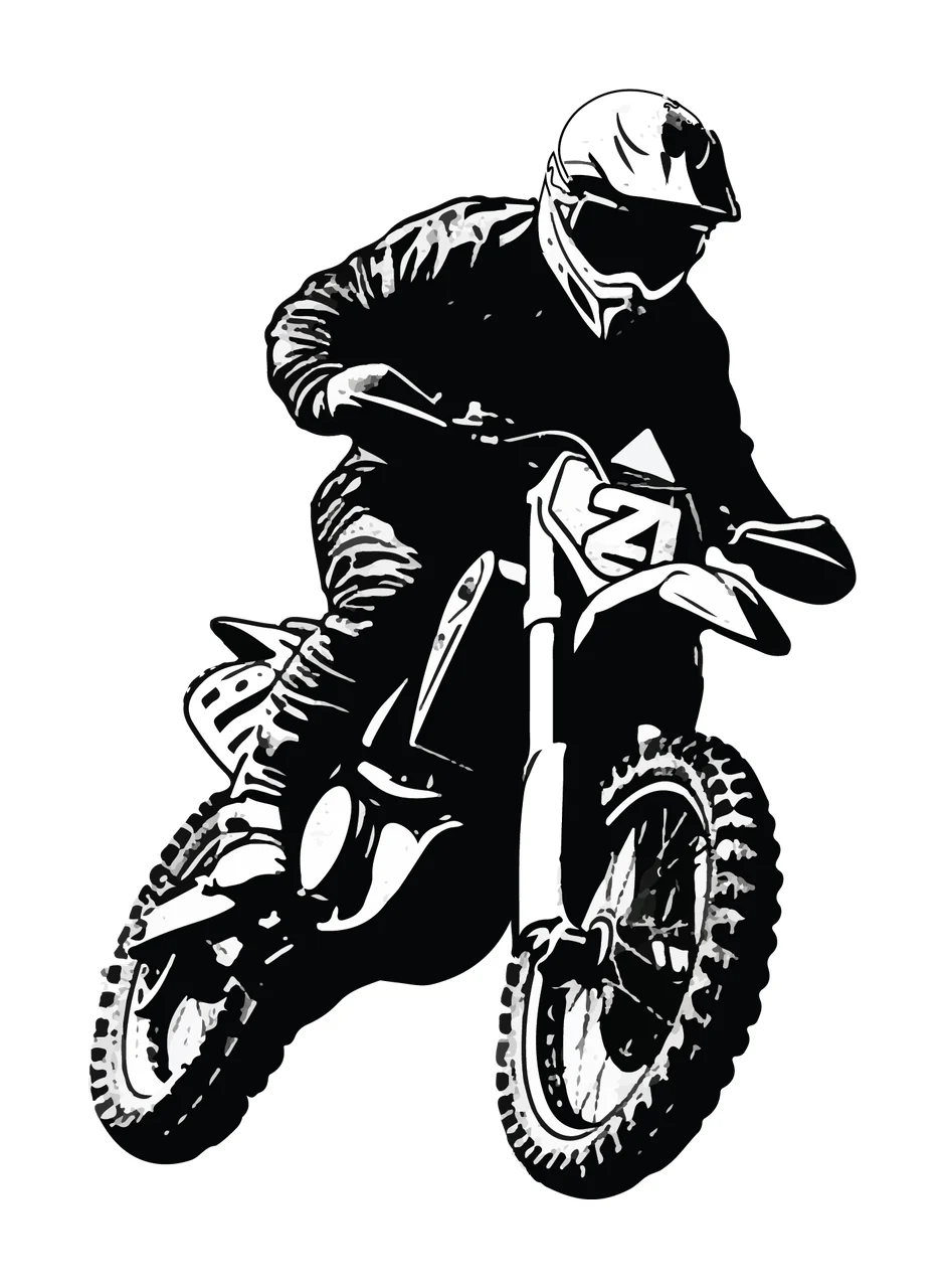 Motorcycle Rider In Jump Silhouette jumping helmet black sport