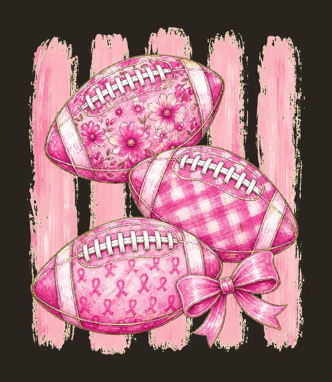 Breast Cancer Football Pink Out Pink Floral Variation C contrast preview thumbnail