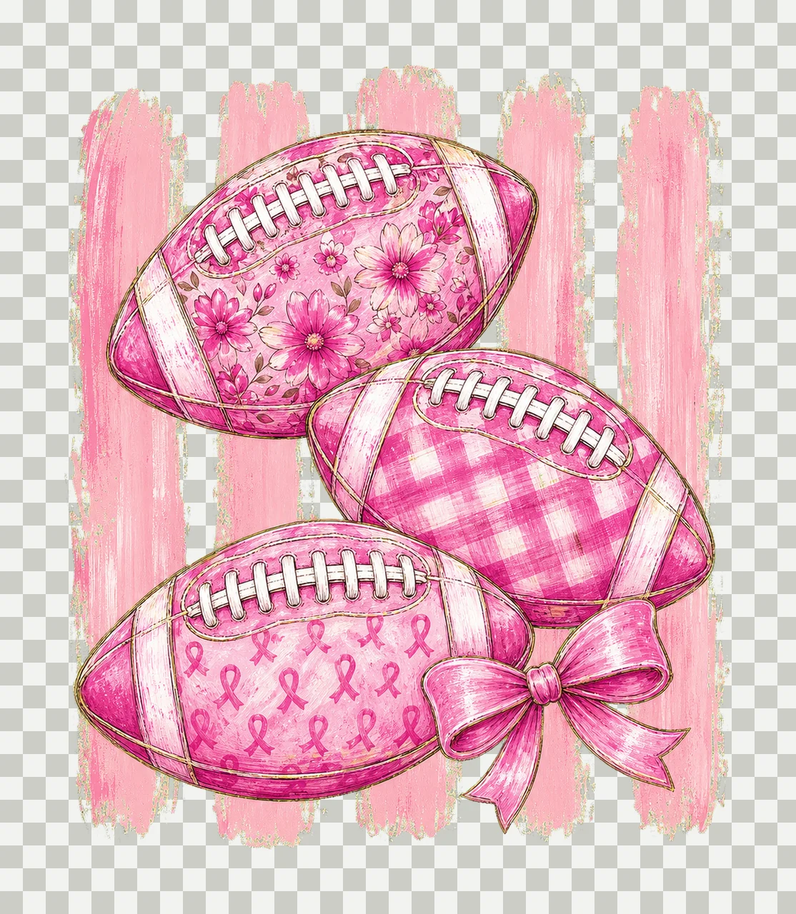 Breast Cancer Football Pink Out Pink Floral Variation C transparency and detail preview thumbnail