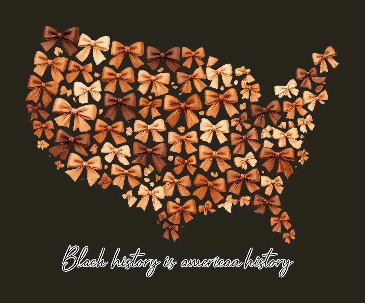 Black History Month Coquette Bow USA Map African American contrast preview thumbnail
