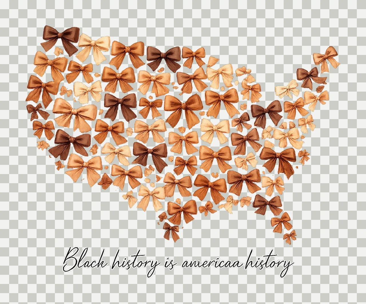 Black History Month Coquette Bow USA Map African American transparency and detail preview thumbnail