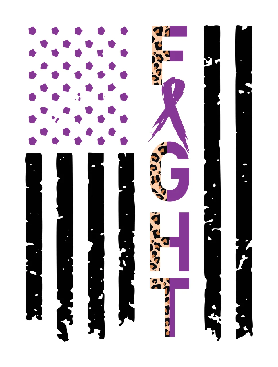Fight With American Flag Silhouette distressed ribbon stars