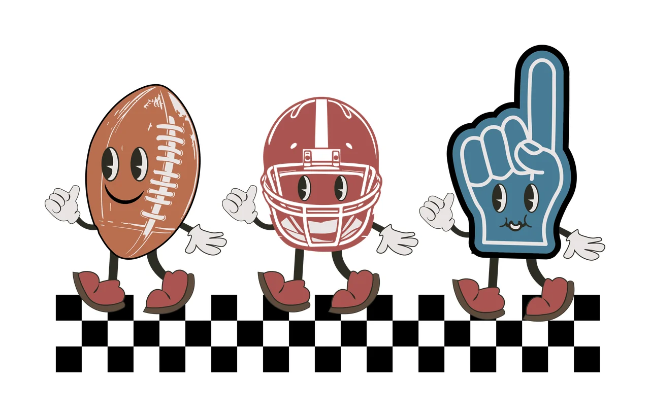 Football Items With Legs Walking Silhouette gear helmet foam finger