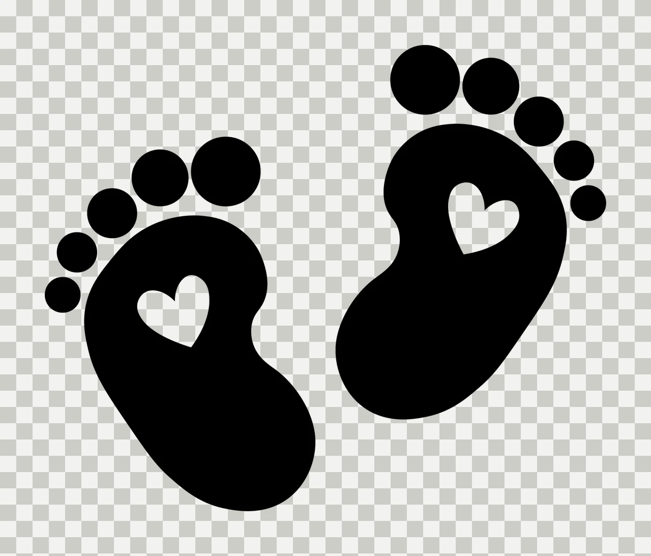 Baby Feet With Cutout And Silhouette In Black transparency and detail preview thumbnail