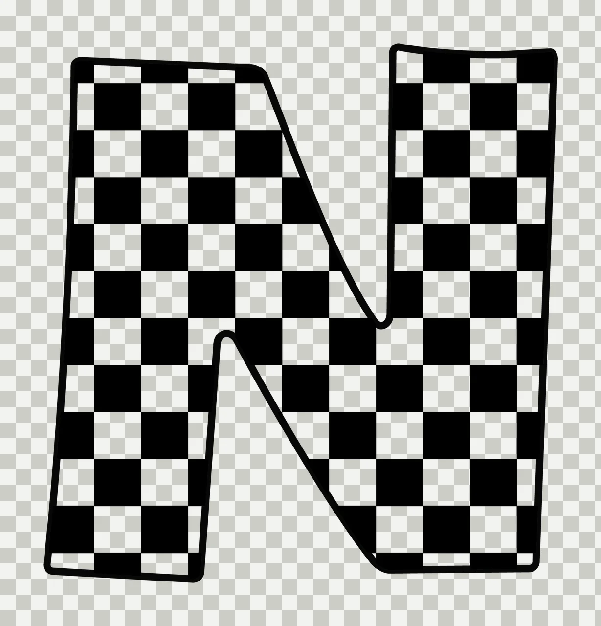 Can Glass Wrap Letter N Black And White transparency and detail preview thumbnail
